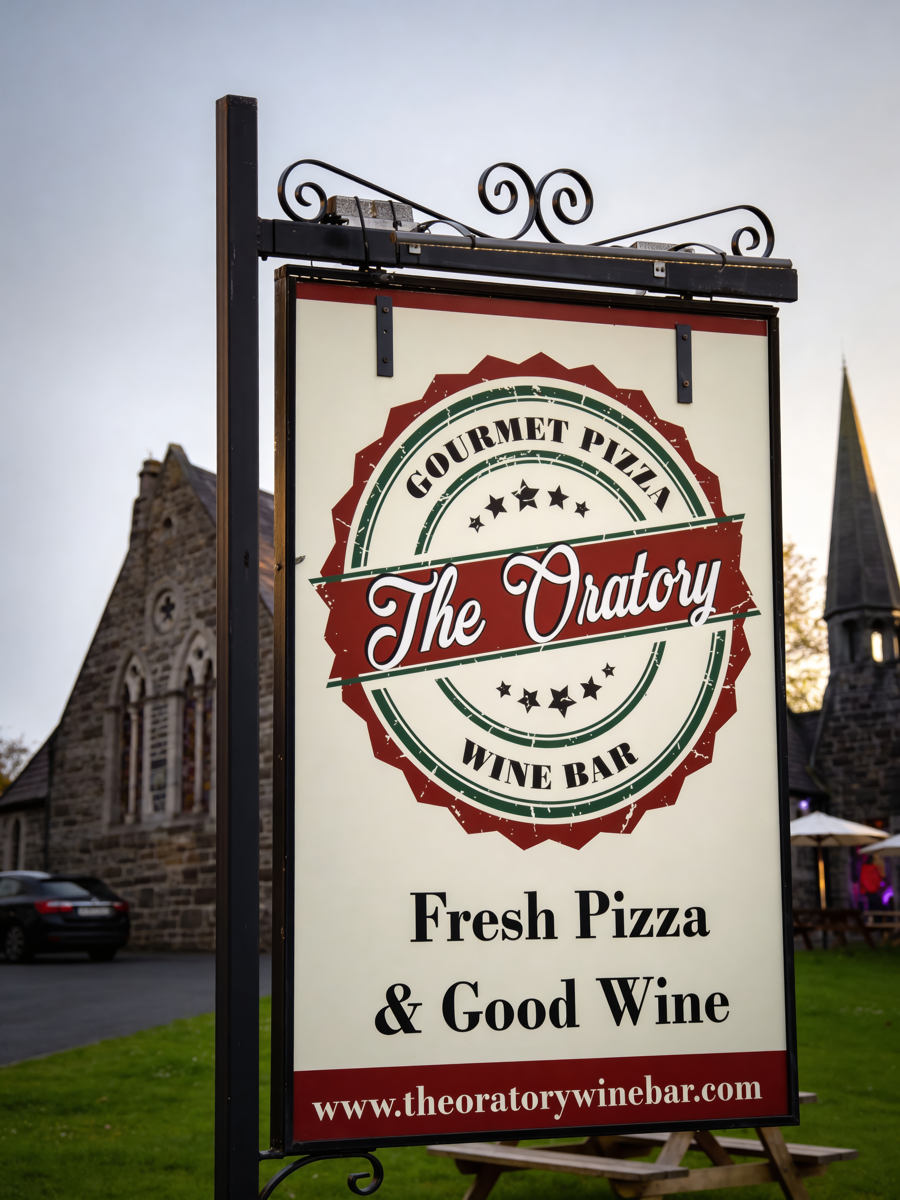 The Oratory sign — Gourmet Pizza & Wine Bar, Cahersiveen